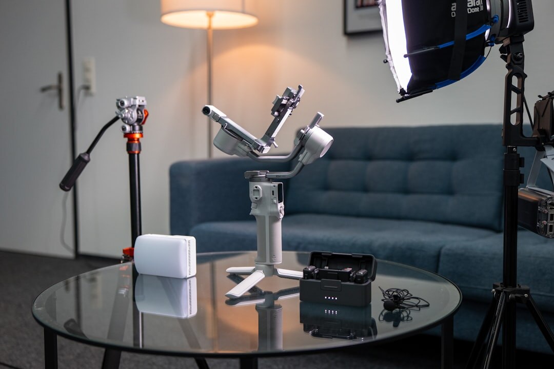 Interview setup with a microphone recording a witness testimony